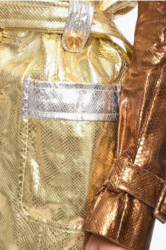 Dsquared2 og1mm0624 Python Skin Trench Coat in Gold Size M / US 6-8 / IT 42-44 - 3 Thumbnail