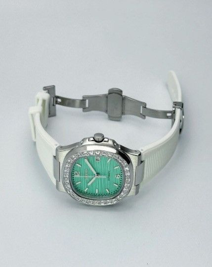 Japanese Brand Seiko Mod Nautilus Tiffany Blue Dial White Steel Watch 41mm Size ONE SIZE - 3 Thumbnail