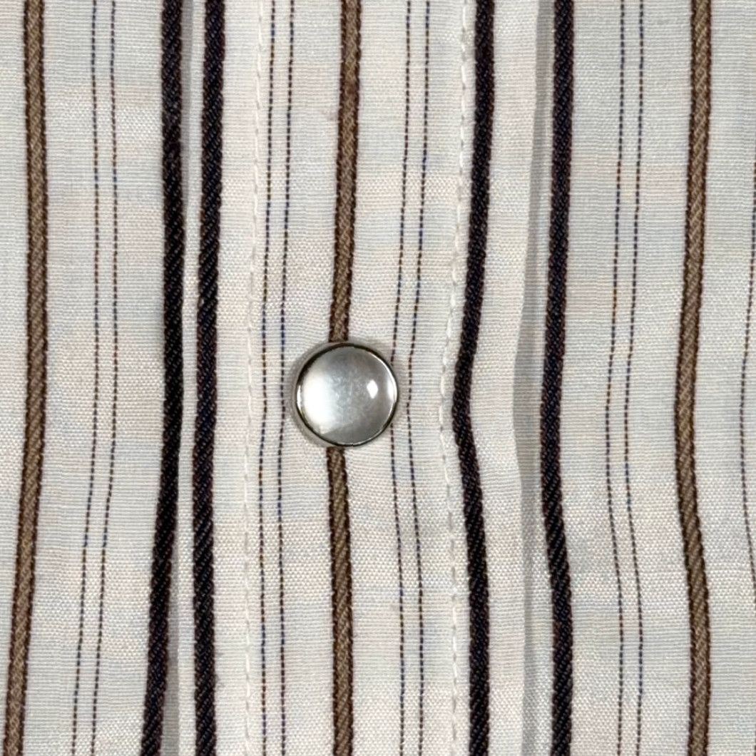 Vintage VINTAGE Plains Western Shirt Mens Adult Large White Striped Pearl Snap Cowboy 90s Size US L / EU 52-54 / 3 - 7 Thumbnail