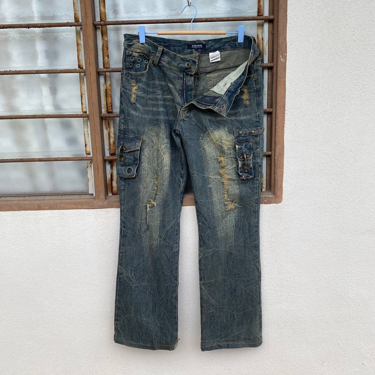 In The Attic Y2K IN THE ATTIC Japan Grunge"Mudwash Distressed Flared Hook Size US 30 / EU 46 - 8 Thumbnail