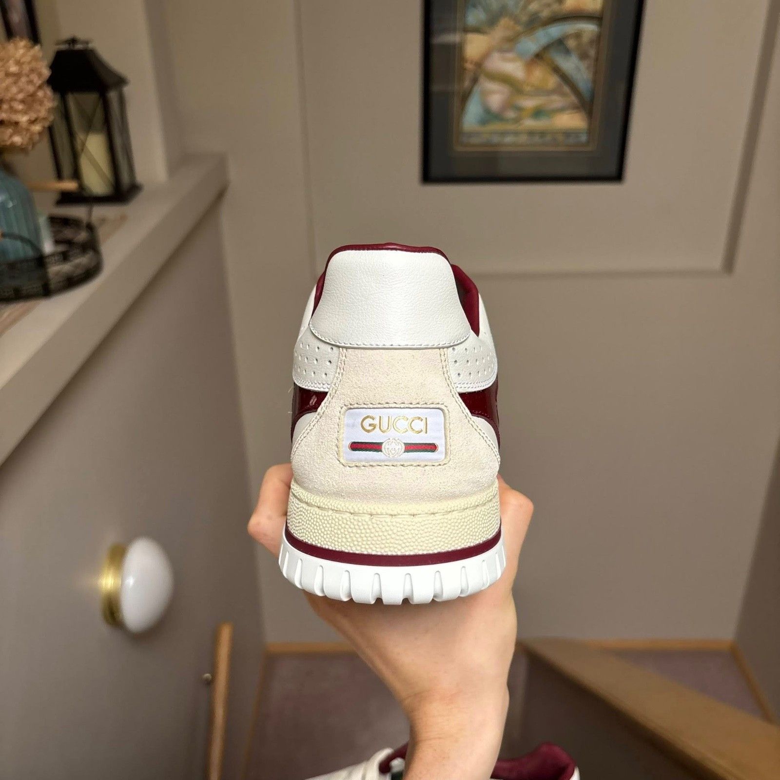 Gucci Gucci Re-Web White/Burgundy/Cream Sneakers - MSRP: $1190 Size US 12.5 / EU 45-46 - 3 Thumbnail