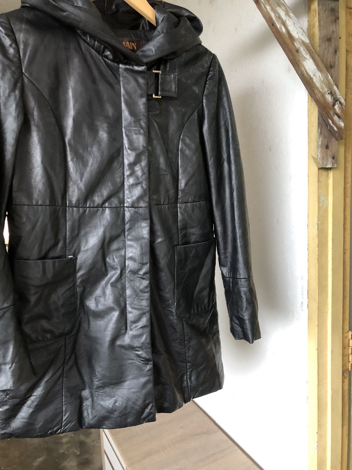 Balmain 🏴 Vintage Balmain Paris Soft Leather Long Jacket Wt Hoodie Size S / US 4 / IT 40 - 7 Thumbnail