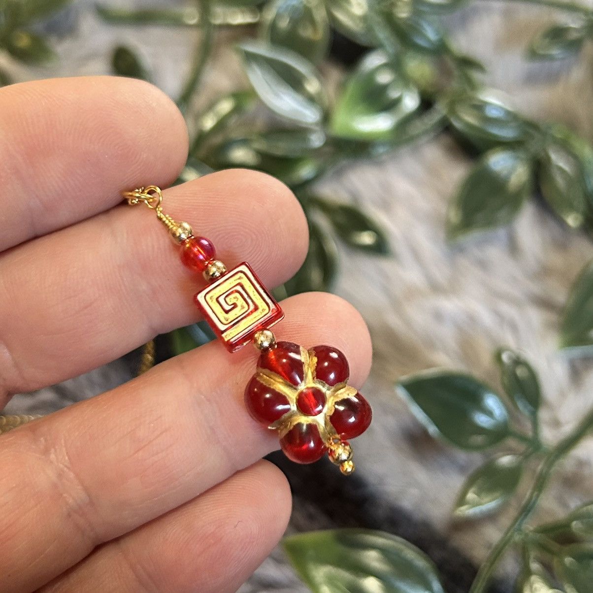 Handmade Handcrafted elegant glass beaded pendant on chain necklace Size ONE SIZE - 1 Thumbnail