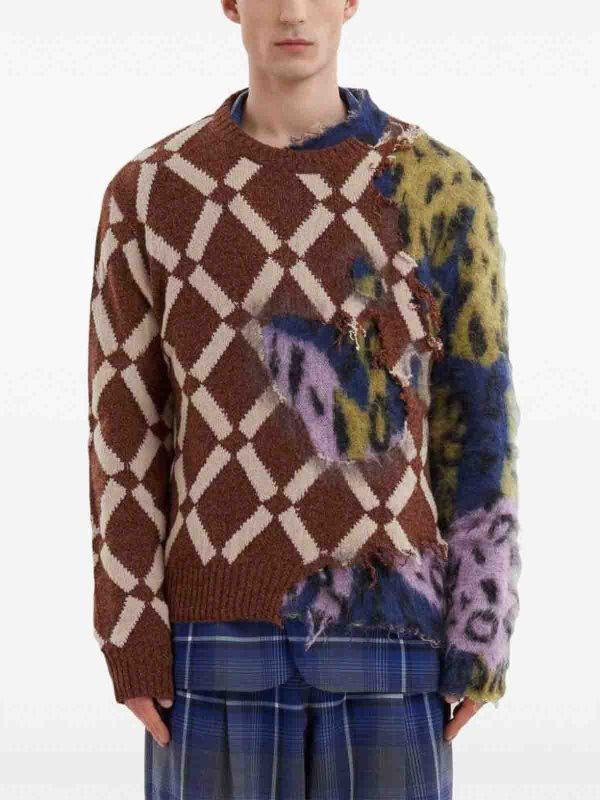 Marni o1w1db11125 Distressed Effect Color Block Jumper in Brown Size US XL / EU 56 / 4 - 2 Thumbnail