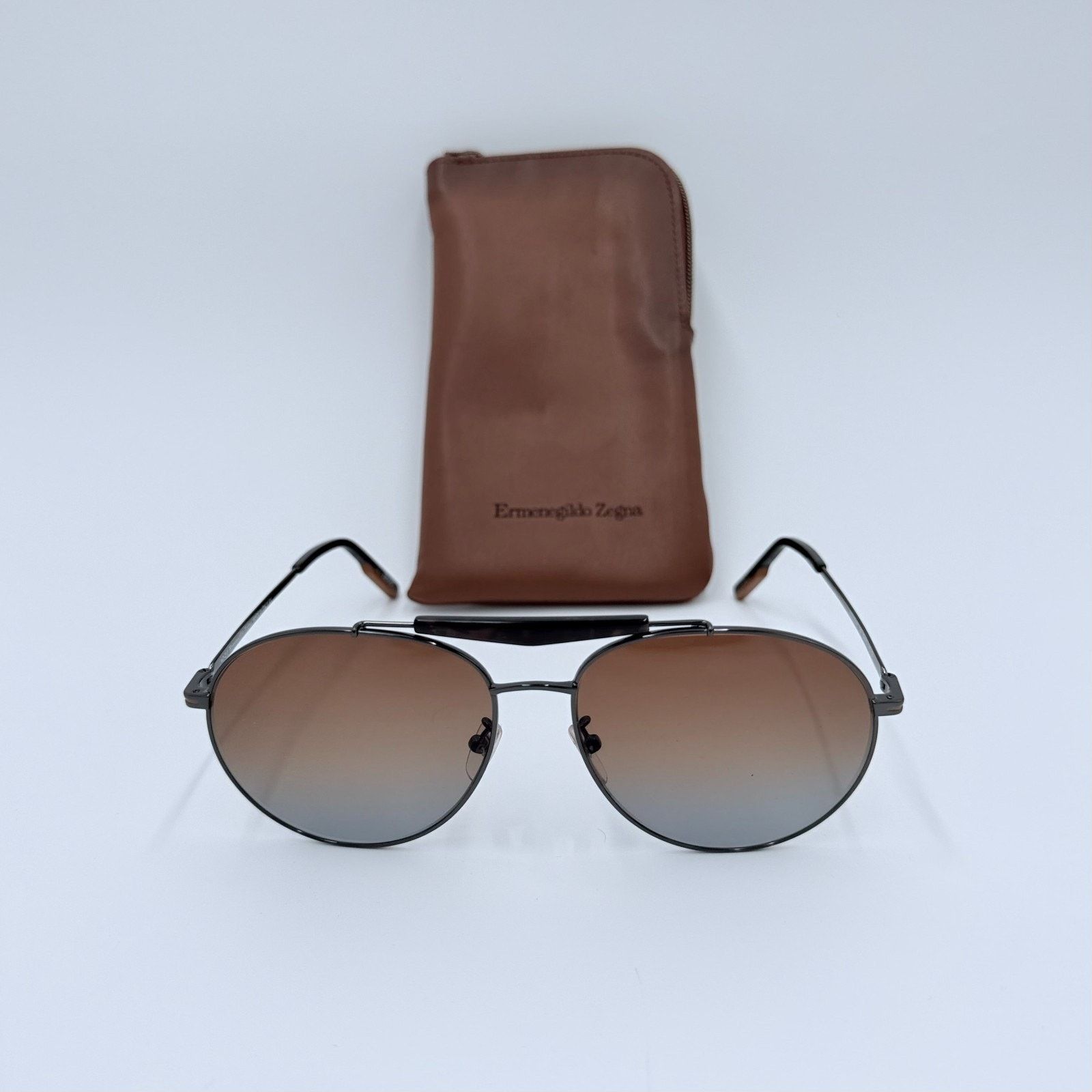 Ermenegildo Zegna NEW Ermenegildo Zegna EZ0154-F 12F Aviator Gunmetal Zeiss Size ONE SIZE - 1 Thumbnail