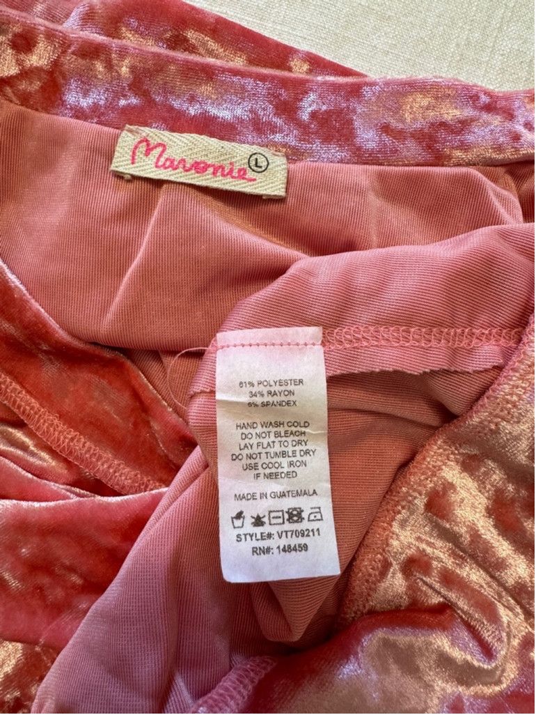 Anthropologie Maronie | Long Dolman Sleeved in Pink Salmon Velvet | L Size L / US 10 / IT 46 - 8 Thumbnail