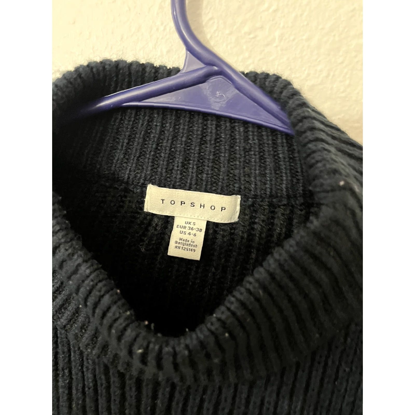 Topshop VINTAGE Topshop Womens Size 4-6 Black Pointelle Detail Crewneck Sweater Size S / US 4 / IT 40 - 2 Thumbnail