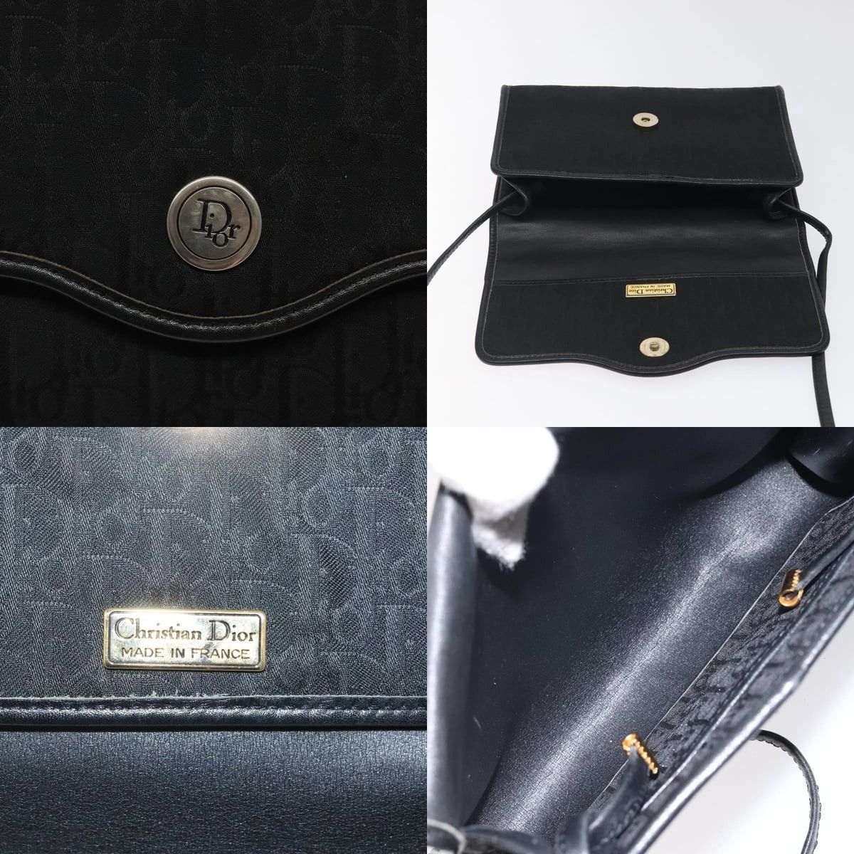 Dior DIOR Trotter Canvas Shoulder Bag Black Gold Size ONE SIZE - 11 Thumbnail