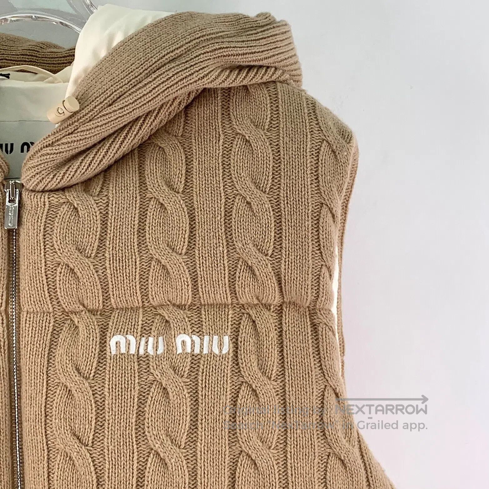 Miu Miu Miu Miu Brown Twisted Logo Letter Embroidered Wool Hooded Size XS / US 0-2 / IT 36-38 - 3 Thumbnail