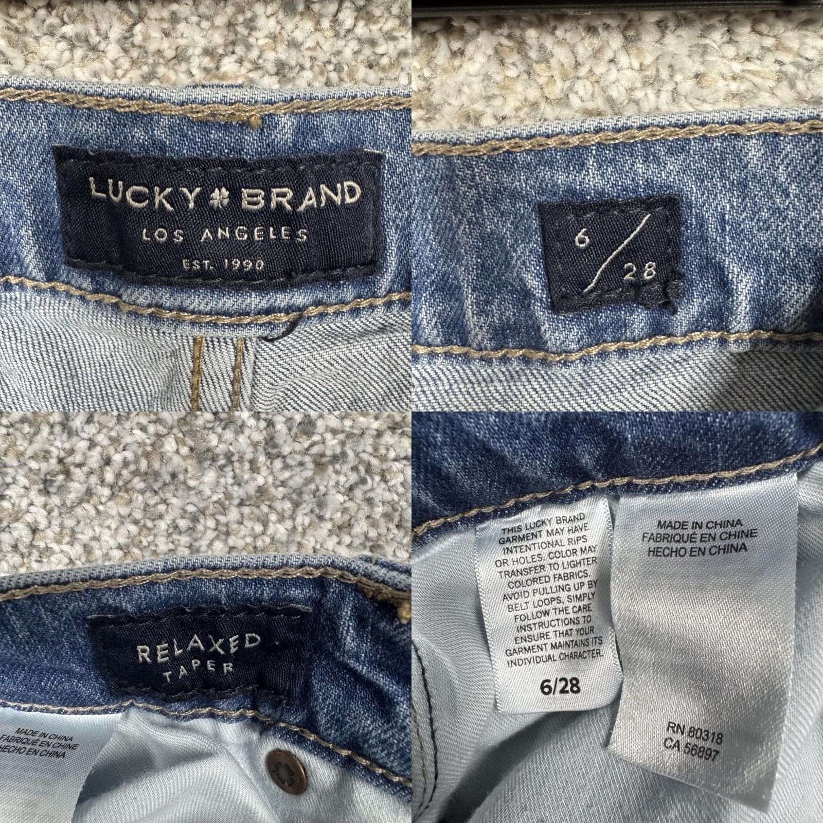 Lucky Brand Lucky Brand Jeans Relaxed Taper Womens 6/28 Blue Distressed Button Fly Ankle Size 28" / US 6 / IT 42 - 8 Thumbnail