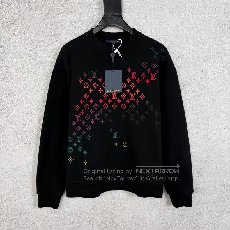 Louis Vuitton Louis Vuitton Black Embroidered Gradient Full Logo Sweatsh Size US S / EU 44-46 / 1 - 1 Thumbnail