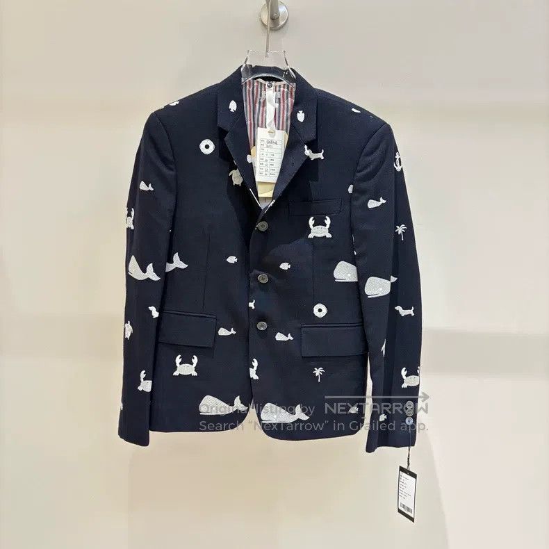 Thom Browne Thom Browne Ocean Series Embroidered Jacket - Dark Blue Size US S / EU 44-46 / 1 - 1 Thumbnail