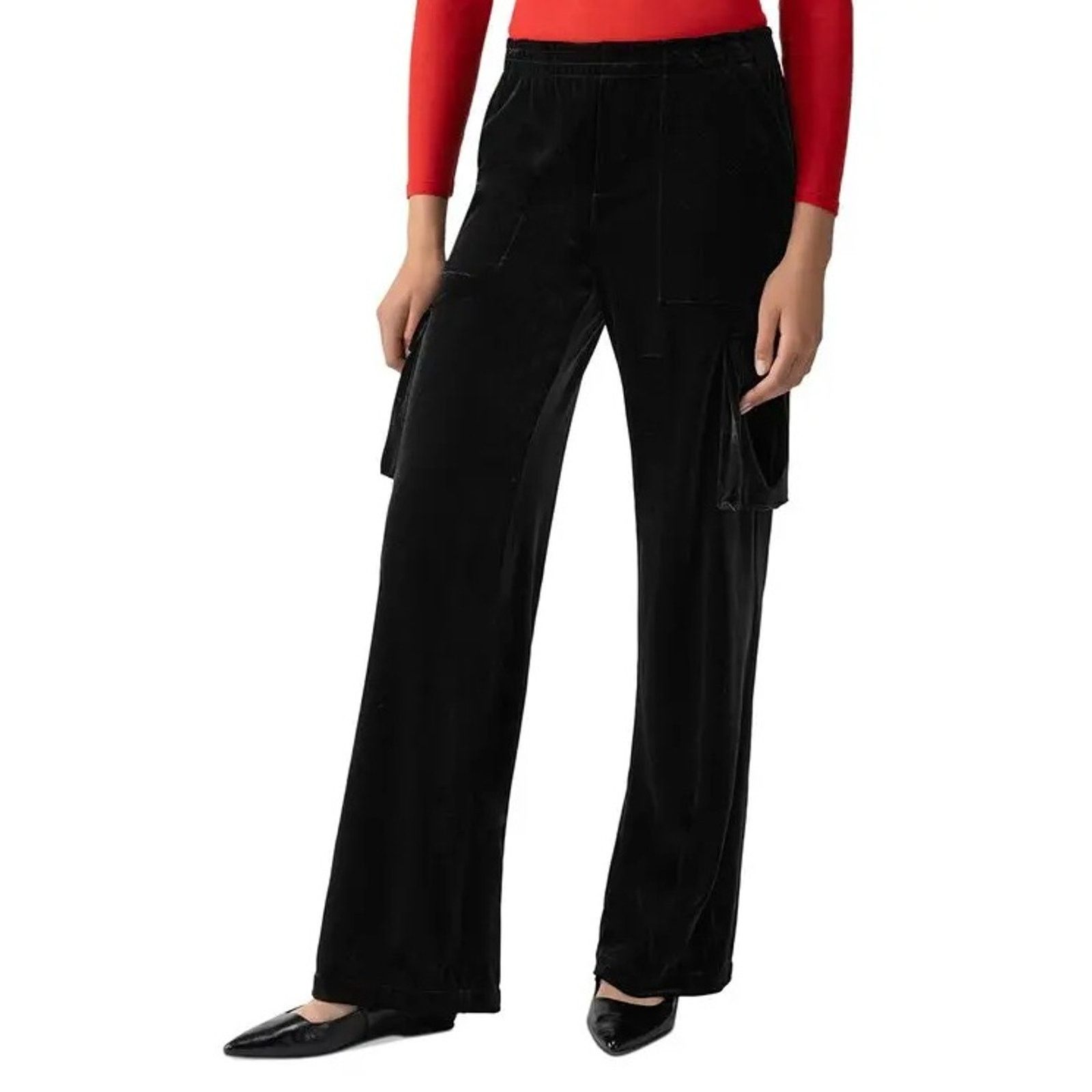 Sanctuary Sanctuary Women Black Velvet Utility Cargo Pull On Pants L Size 36" / US 14 / IT 50 - 1 Thumbnail