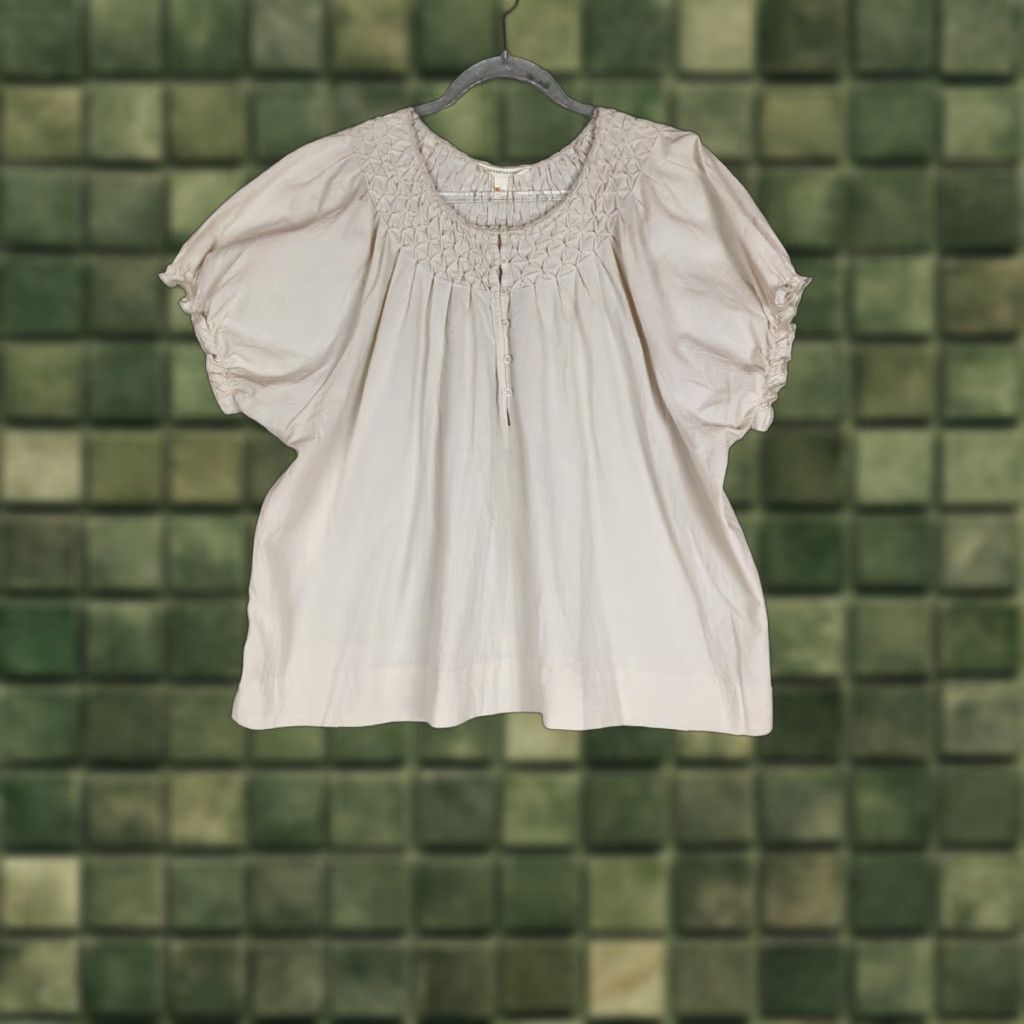 Vintage Grade & Gather Beige Cottagecore Puff Sleeve Shirt L Womens Puff Sleeve Top Casual Spring Summer Shirt Size L / US 10 / IT 46 - 1 Thumbnail