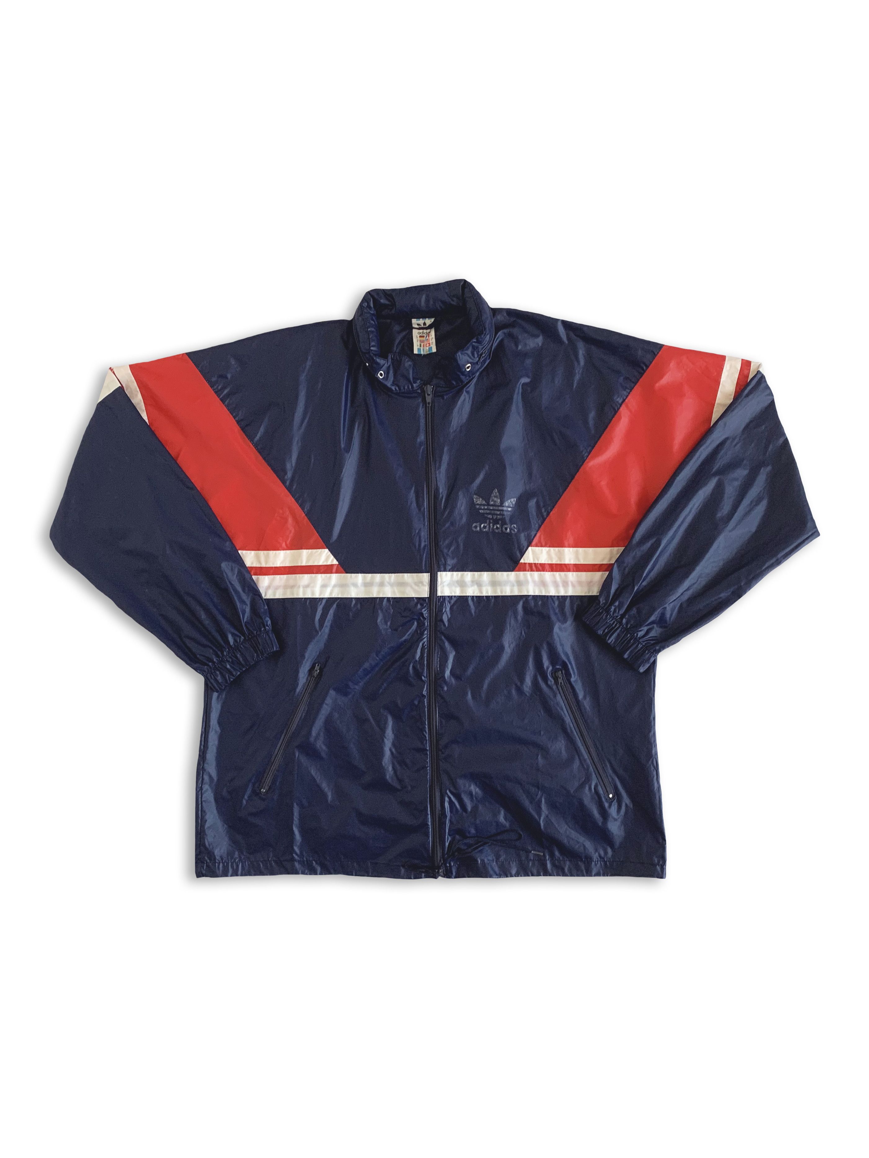 Adidas Vintage 80s 90s ADIDAS Windbreaker Jacket Hoodie Navy Large Size US L / EU 52-54 / 3 - 1 Thumbnail