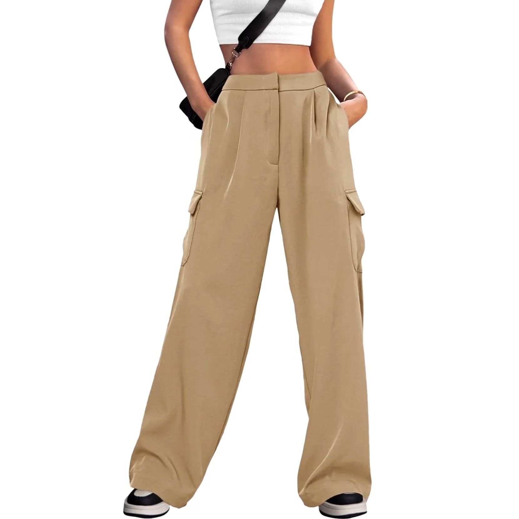 Vintage Merokeety Womens High Waisted Wide Leg Cargo Pants Pleated Trousers Size XL Size 40" / US 18 - 2 Thumbnail