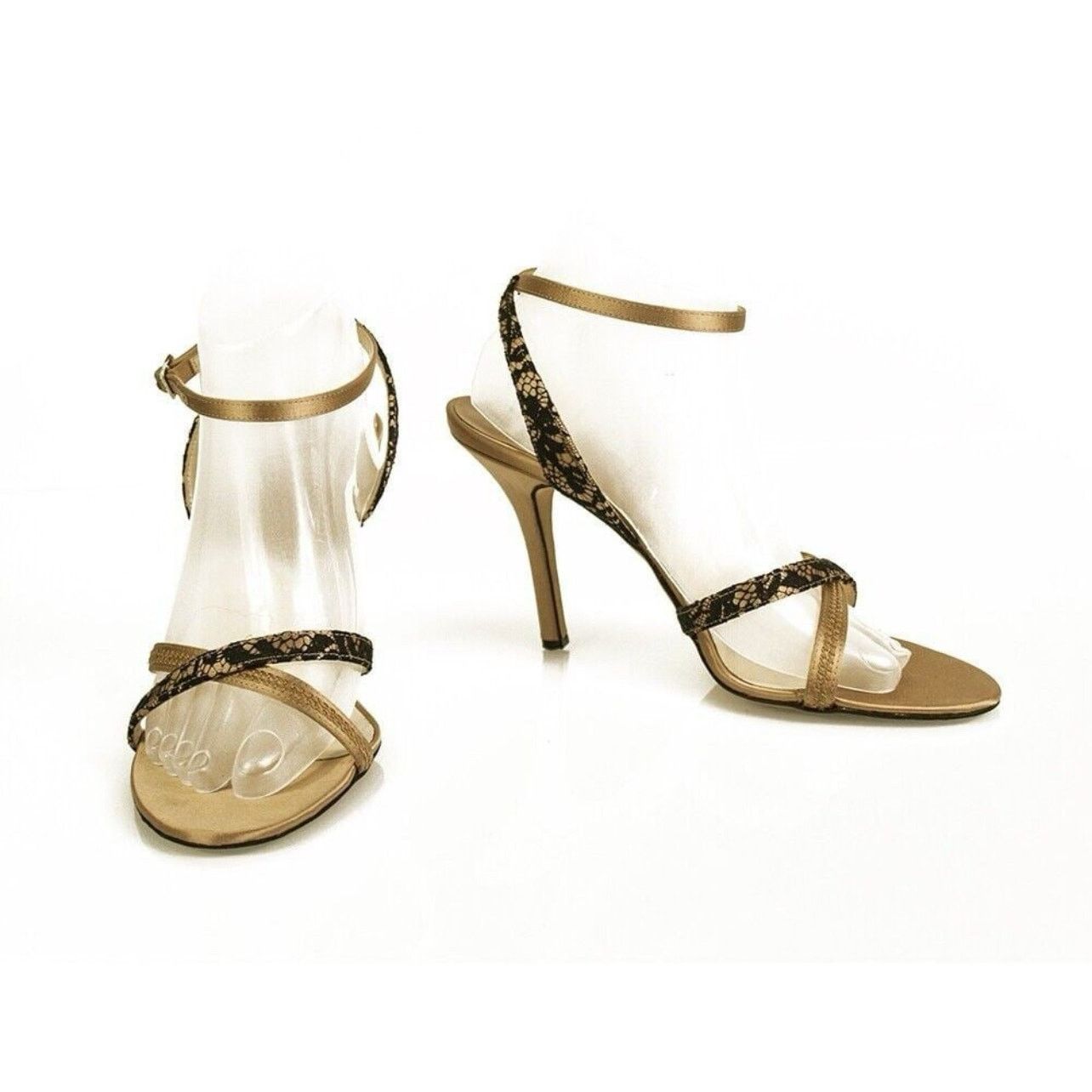 Dior Christian Dior Beige Satin & Black Lace Slingback - Size 37 Size US 7 / IT 37 - 1 Thumbnail