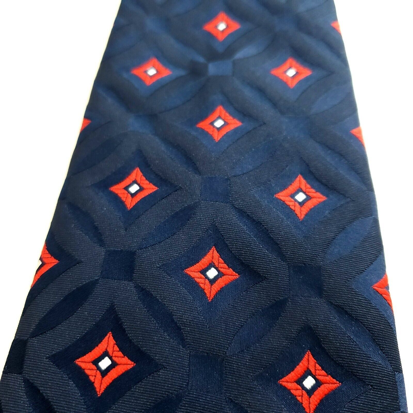 Vintage Don Loper Polyester Blue Red Geometric Woven Short Wide Tie Size ONE SIZE - 2 Thumbnail