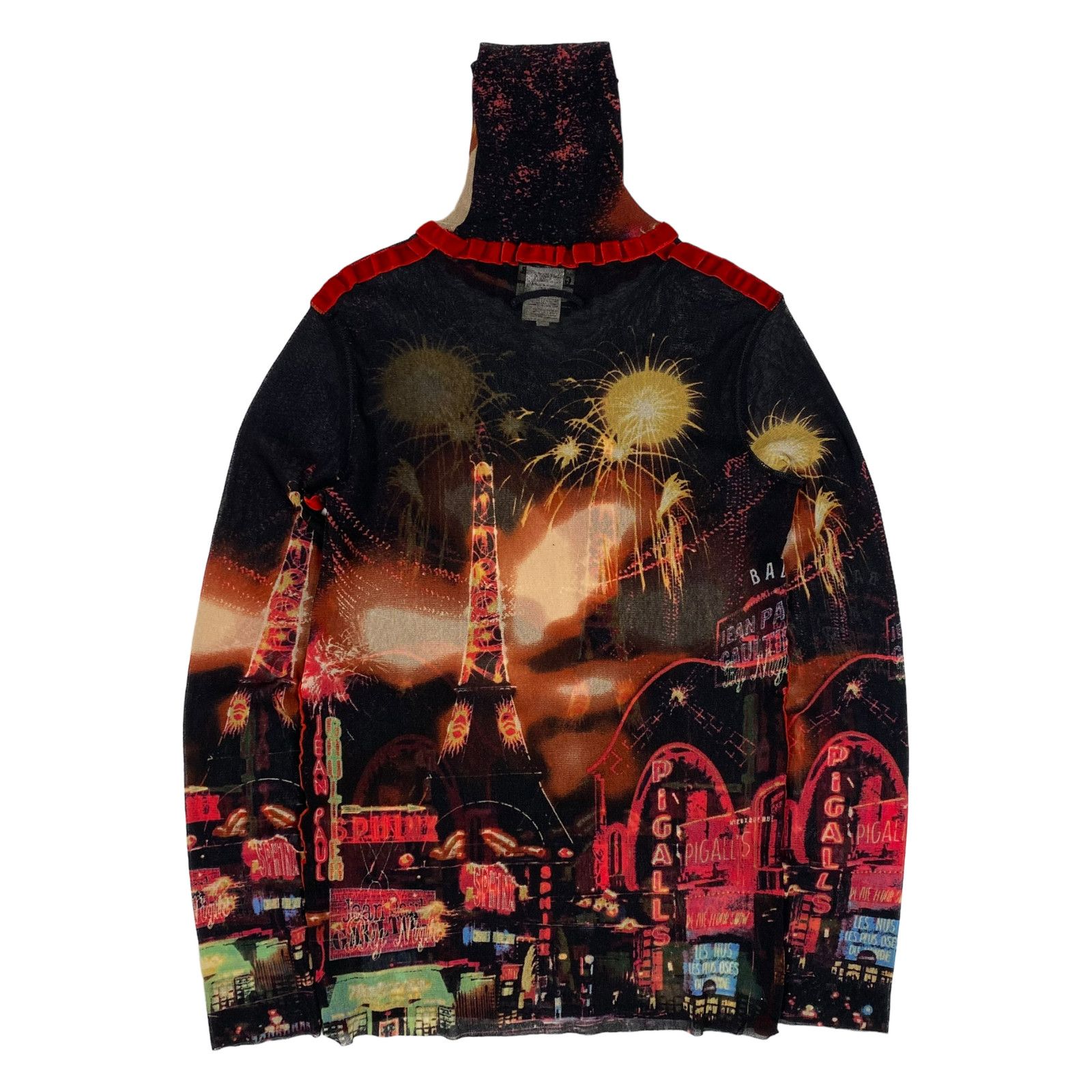 Jean Paul Gaultier JPG Black Red Pigalle Mesh Top Size L / US 10 / IT 46 - 2 Thumbnail