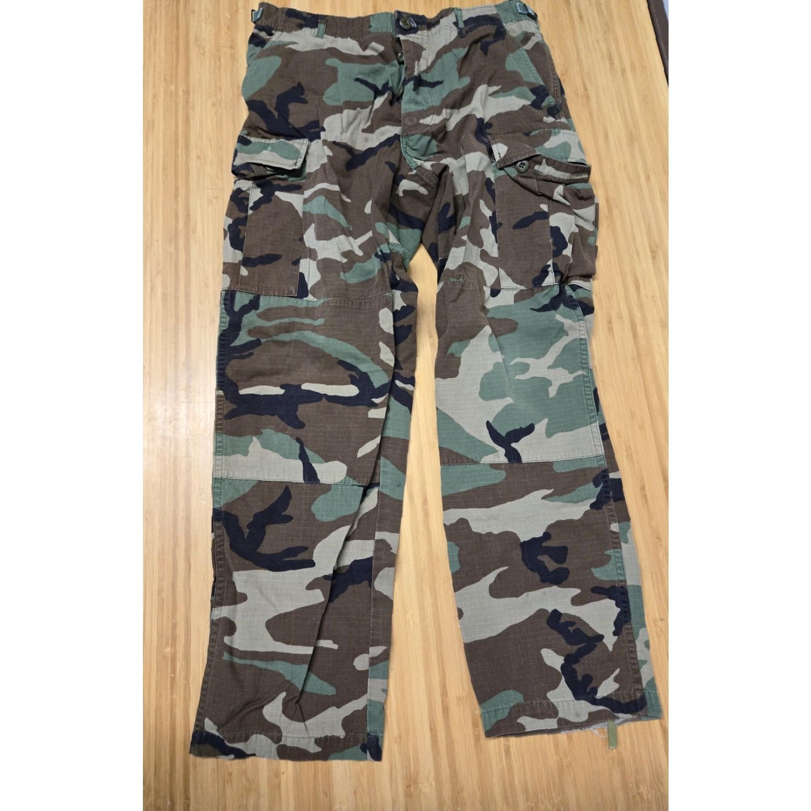 Vintage Military BDU Cargo Pants Mens Medium Regular Woodland Camo Ripstop Tactical Size US 31 - 7 Thumbnail