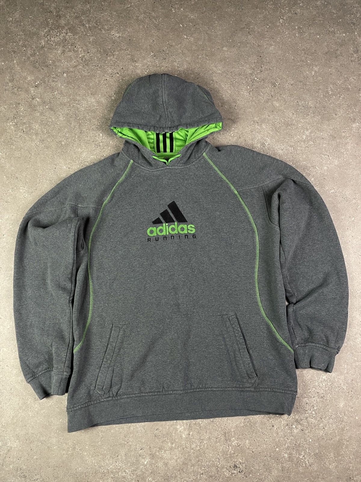 Adidas × Vintage Vintage Y2K Adidas Running Big Logo Hoodie Sweatshirt Size US XL / EU 56 / 4 - 1 Thumbnail