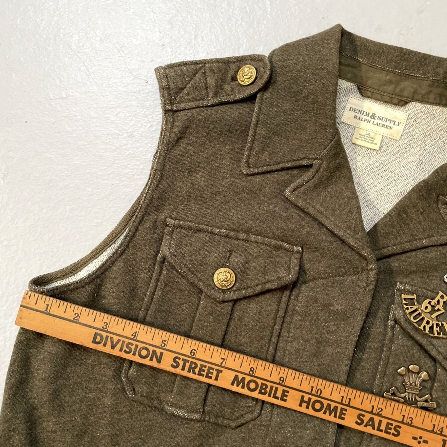 Vintage Denim & Supply Ralph Lauren Women’s Vintage Military Style Army Officer Vest L Green Army 40s 30s Americana Heritage Captain Field Womens Size L / US 10 / IT 46 - 2 Thumbnail