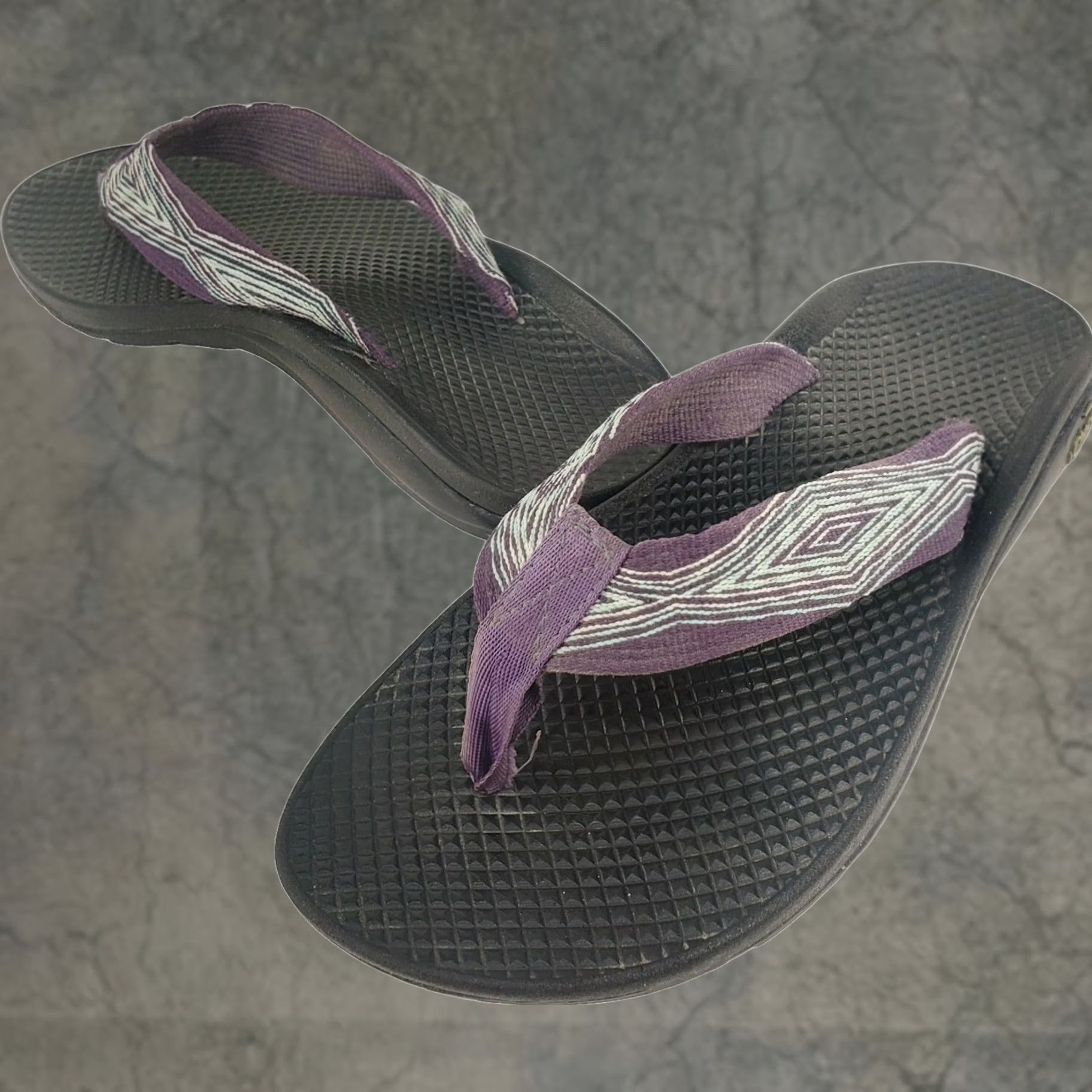 Chaco Chaco Flip Ecotread Sandal Women 6 Purple Teal Geometric Cushy Comfort Summer Shoes Size US 6 / IT 36 - 1 Thumbnail