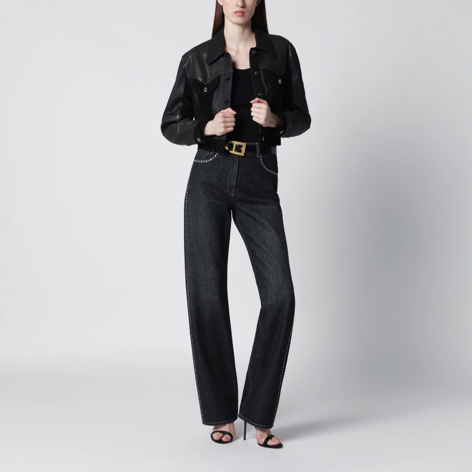 Versace o1d2blof0426 Leather Blouson in Black Size M / US 6-8 / IT 42-44 - 2 Thumbnail