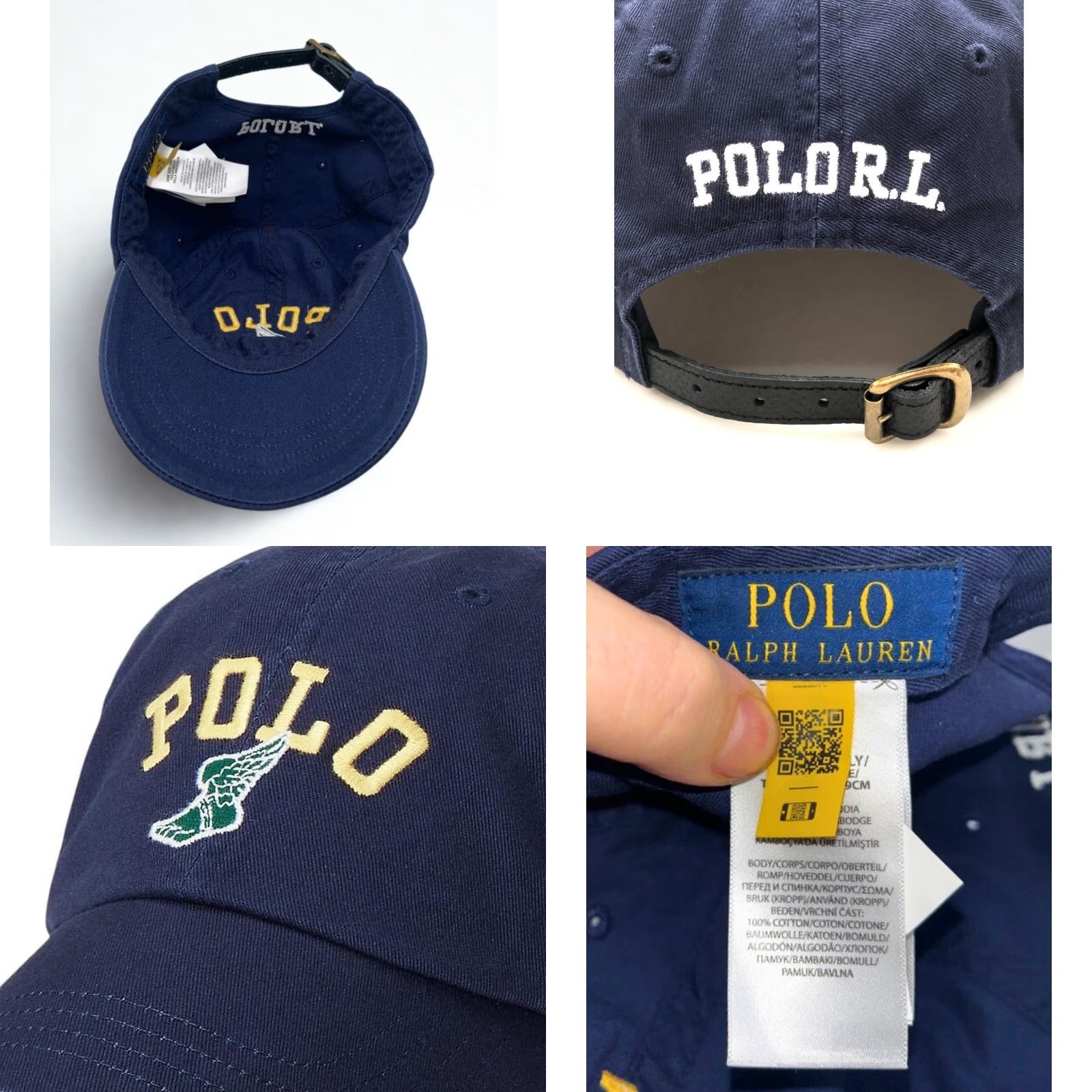 Polo Ralph Lauren VINTAGE Polo Ralph Lauren P-Wing Cap Unisex Adults One Size Navy Adjustable Leather Strap EUC Rare Size US M / EU 48-50 / 2 - 8 Thumbnail