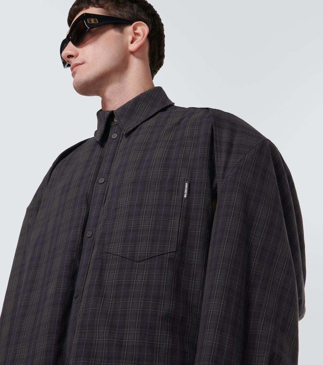 Balenciaga Balenciaga Check Oversized Padded Flannel Shirt Size US XL / EU 56 / 4 - 4 Thumbnail