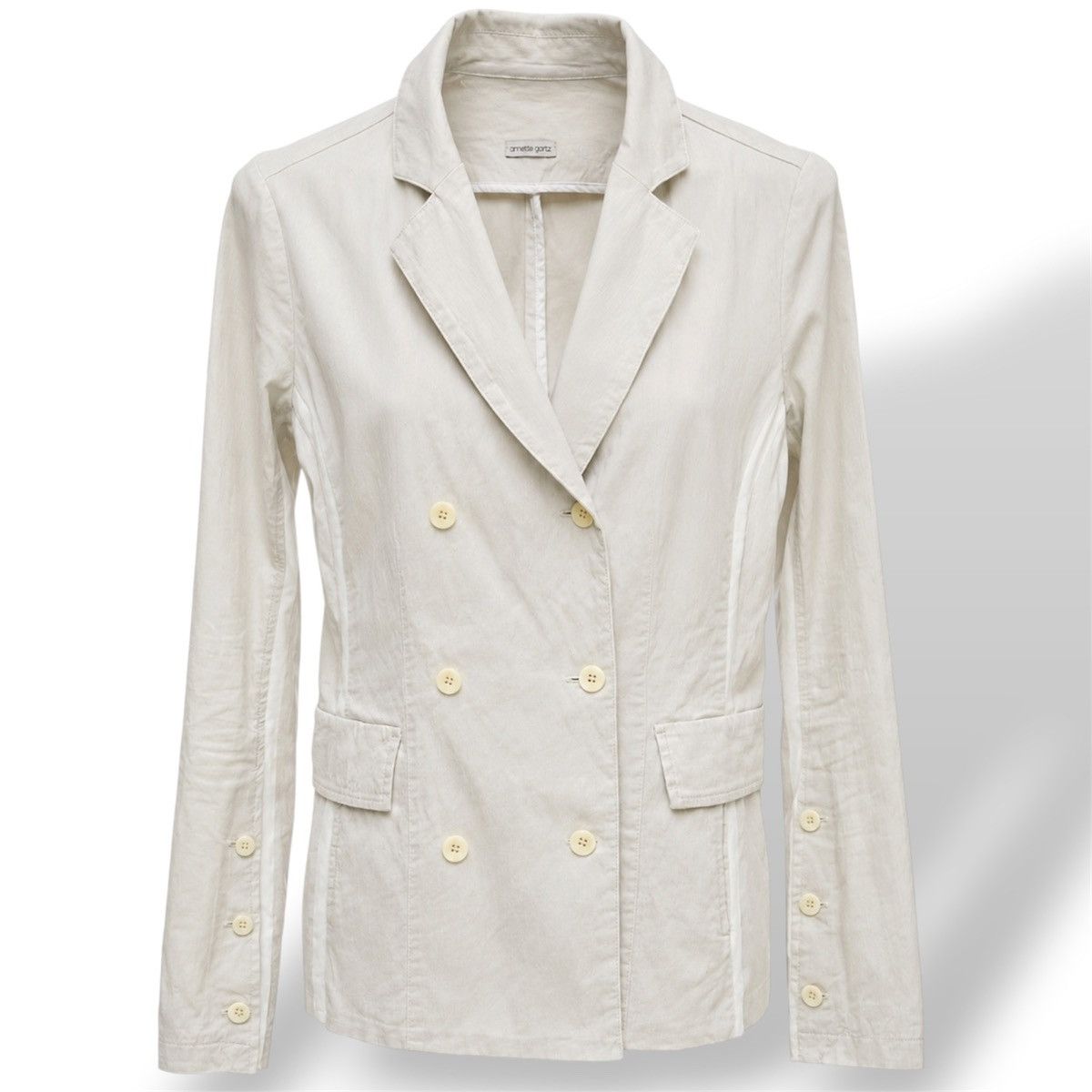 Annette Gortz ANNETTE GORTZ AVANTGARDE DOUBLE-BREASTED LINEN BLAZER JACKET Size XS / US 0-2 / IT 36-38 - 1 Thumbnail