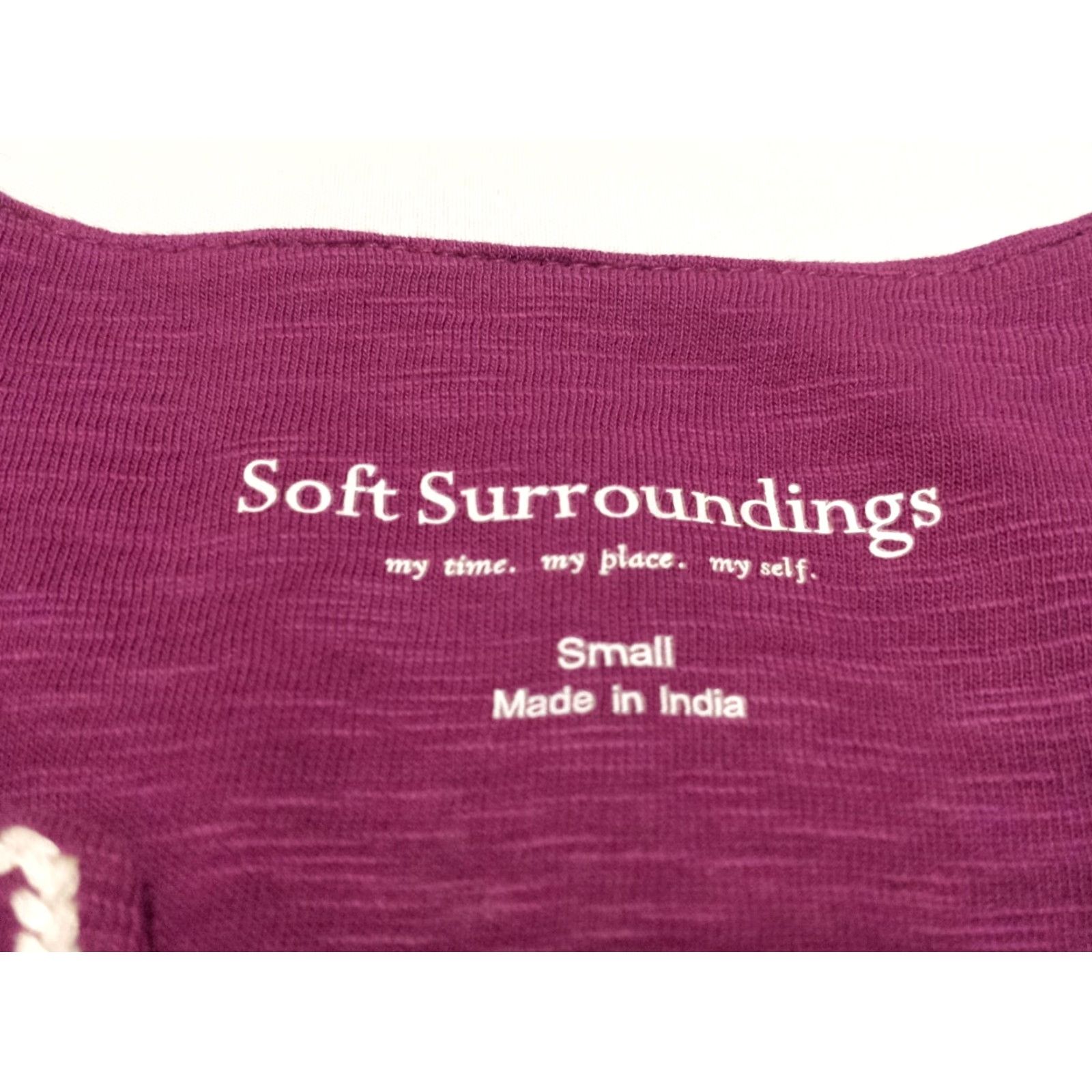 Soft Surroundings **Womens 3/4 Sleeve Solid Purple V-Neck Cotton Shirt** User: **Womens Solid Purple 3/4 Sleeve V-Neck Cotton Shirt** Size S / US 4 / IT 40 - 5 Thumbnail