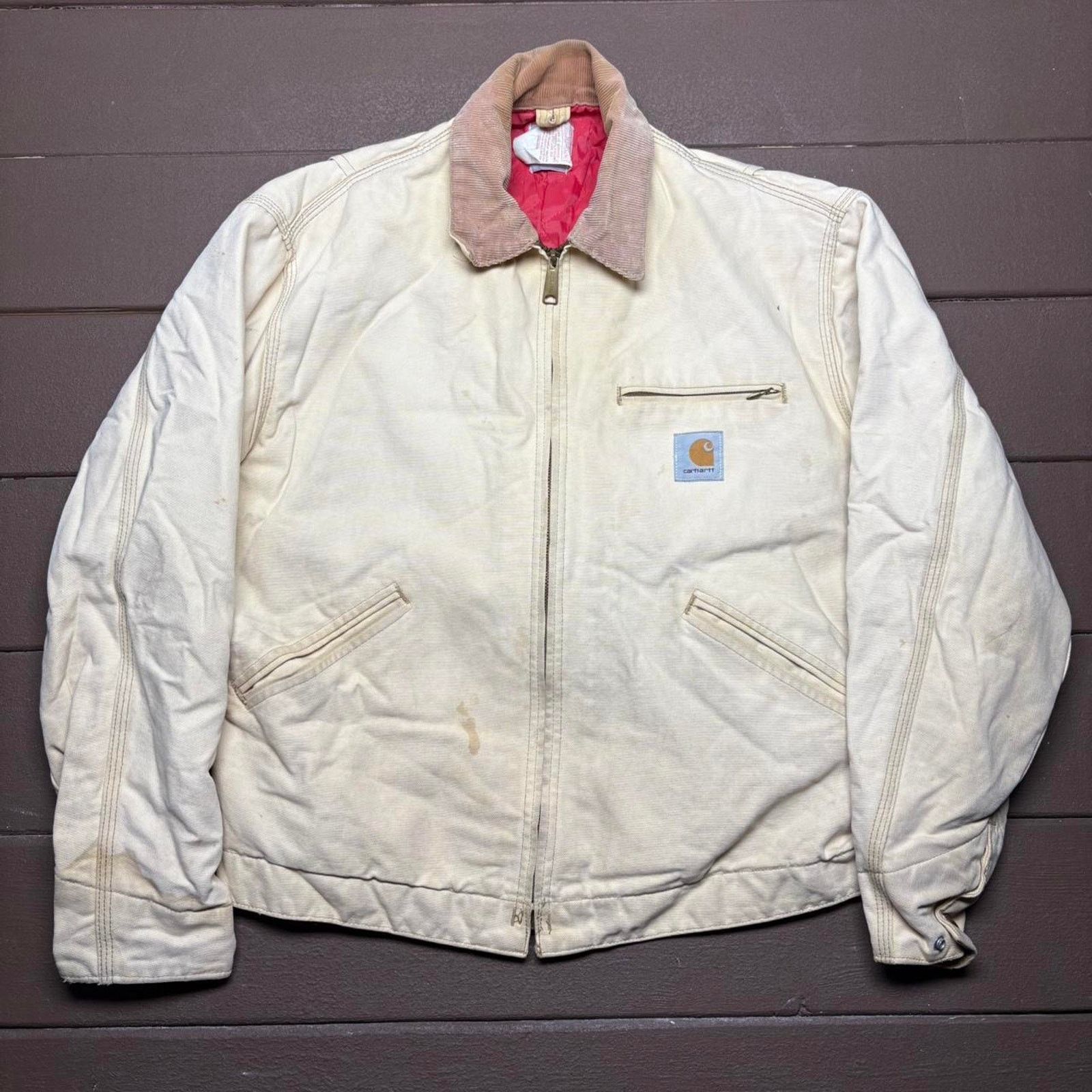 Carhartt Vintage Cream Carhartt 6QLJ Detroit Jacket Size US L / EU 52-54 / 3 - 1 Thumbnail