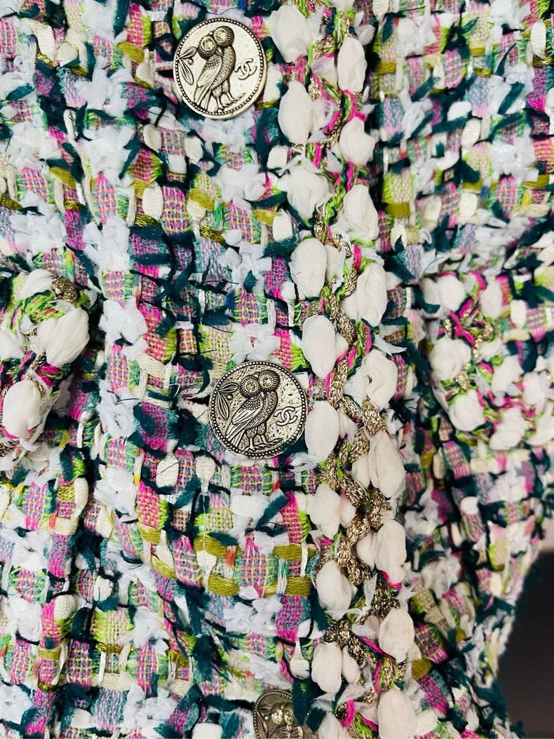 Chanel Chanel Greek series pink and green tweed long coat 2504-Nex Size XS / US 0-2 / IT 36-38 - 2 Thumbnail