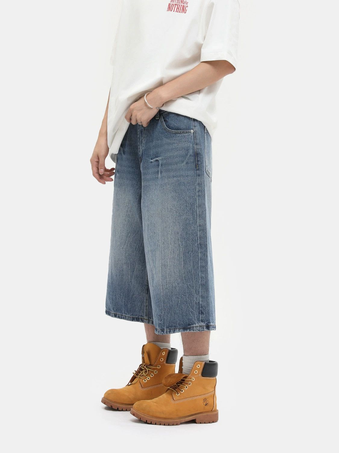 Japanese Brand × Jean American washed lightning loose straight denim shorts Size US 32 / EU 48 - 4 Thumbnail