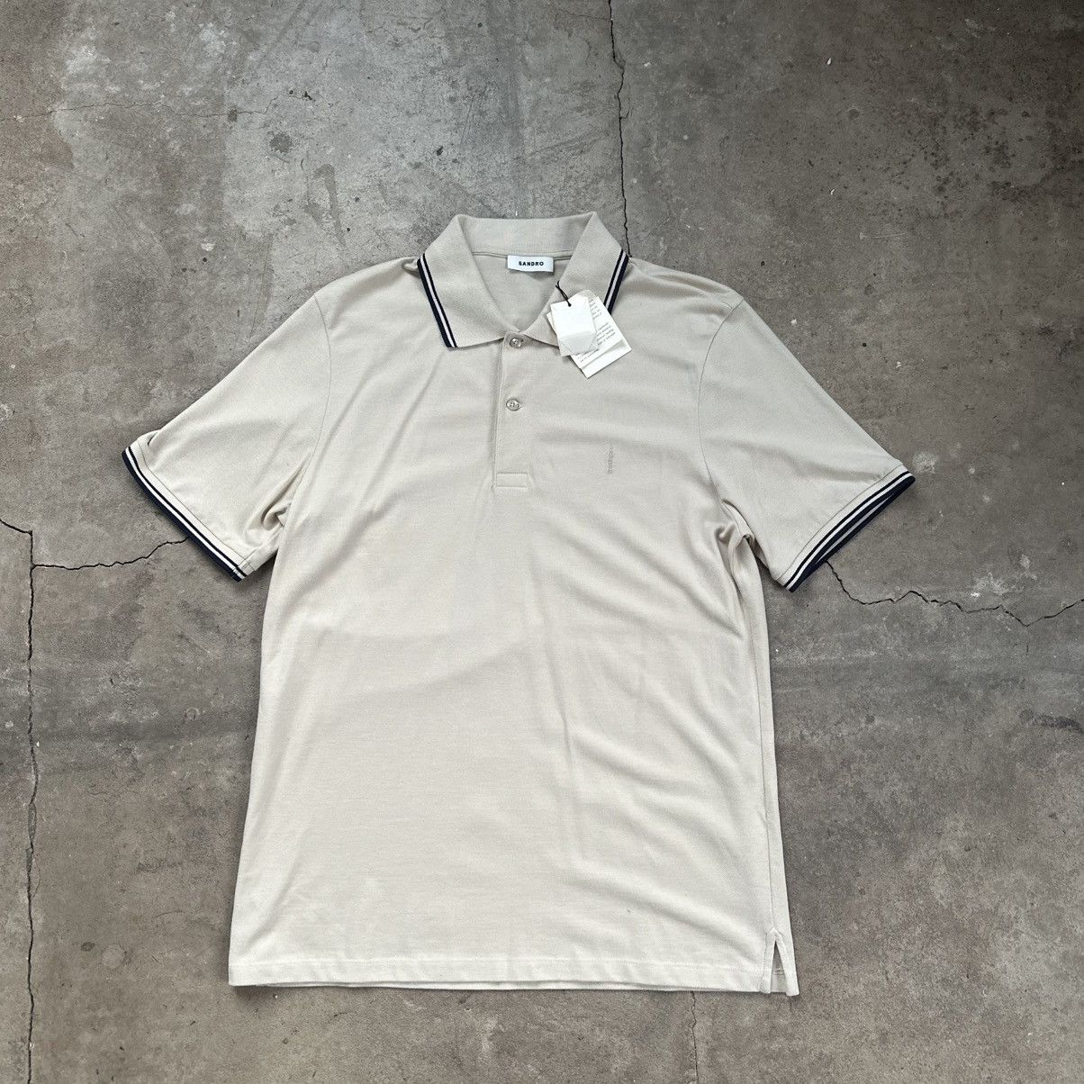 Sandro Sandro Cream Men's Polo Shirt Size US L / EU 52-54 / 3 - 1 Thumbnail