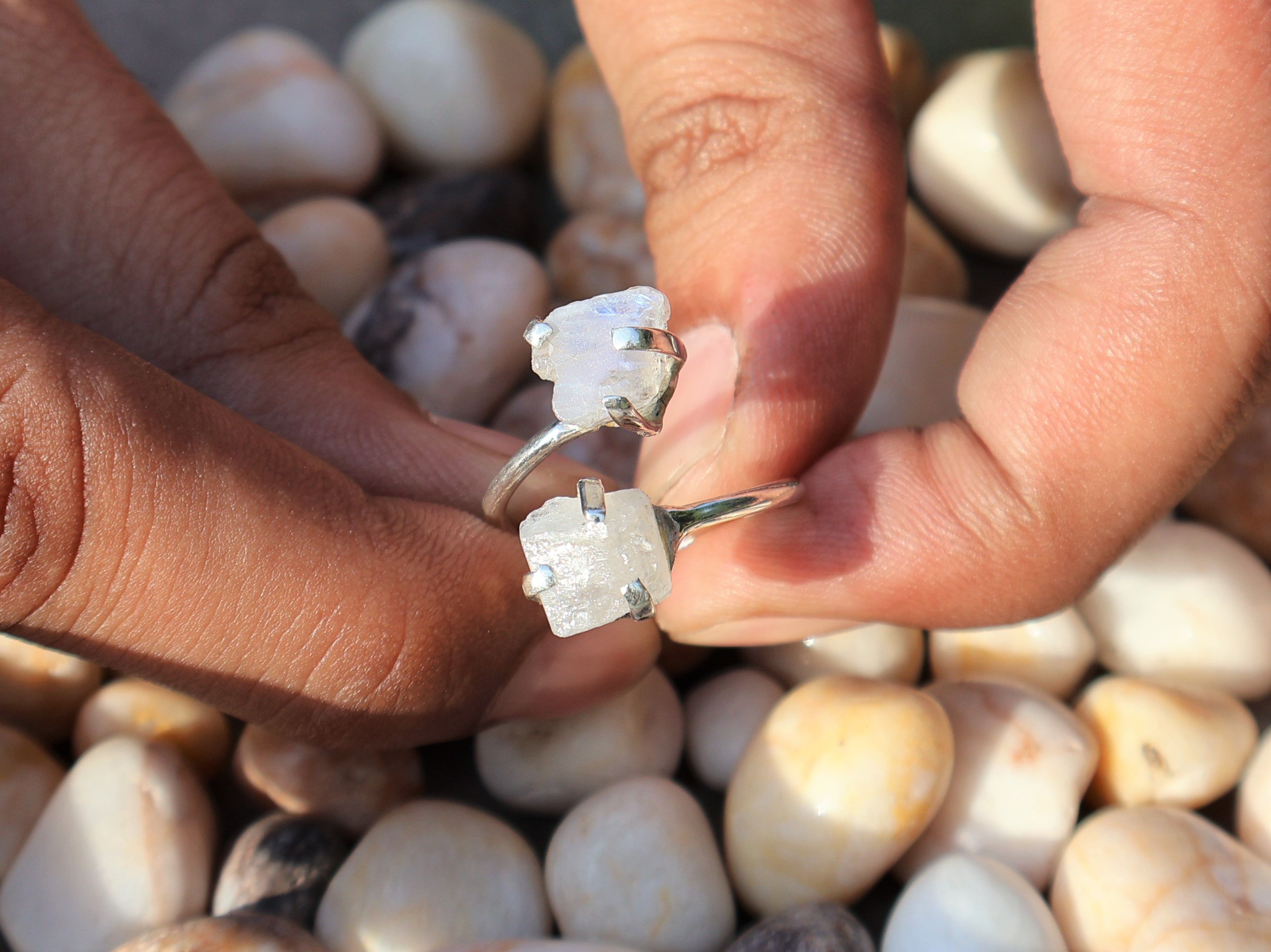 Handmade Raw Moonstone Ring, Handmade Ring, 925 Sterling Silver, Size ONE SIZE - 4 Thumbnail