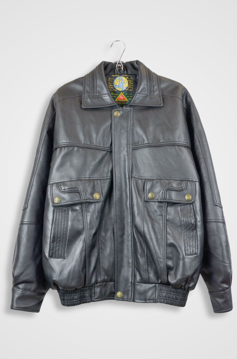 Vintage Gruppo V Oversized Leather Bomber Jacket 2XL