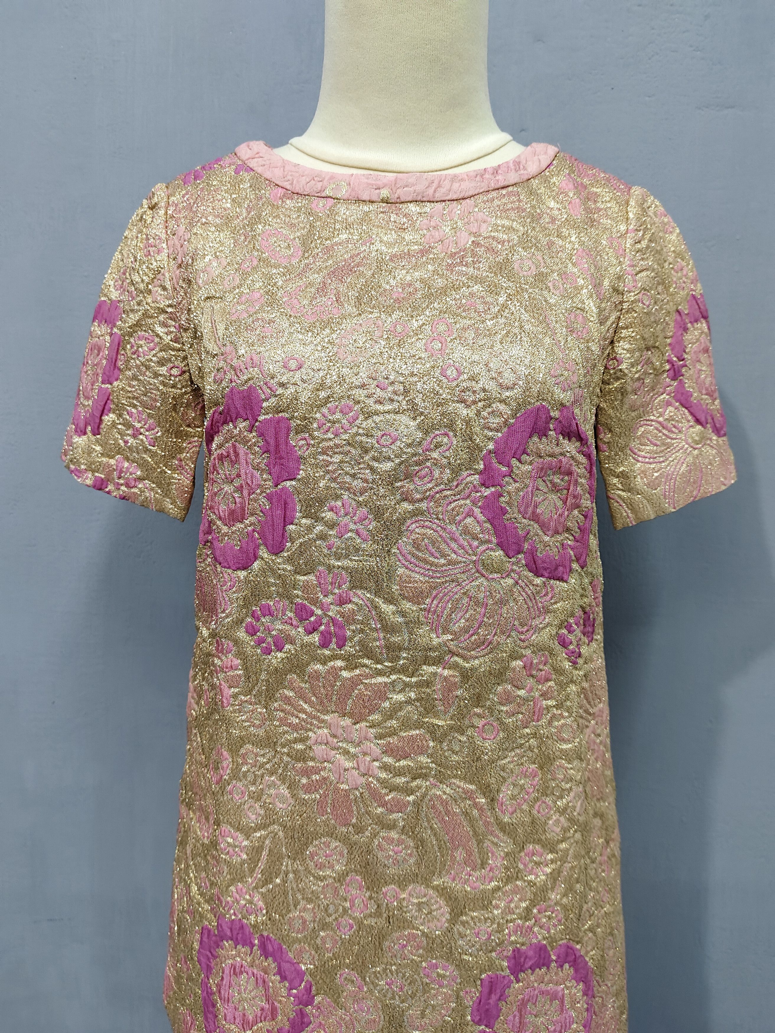 Dolce & Gabbana 00s D&G- Gold Metallic Floral Brocade Textured Jacquard Top Size S / US 4 / IT 40 - 2 Thumbnail