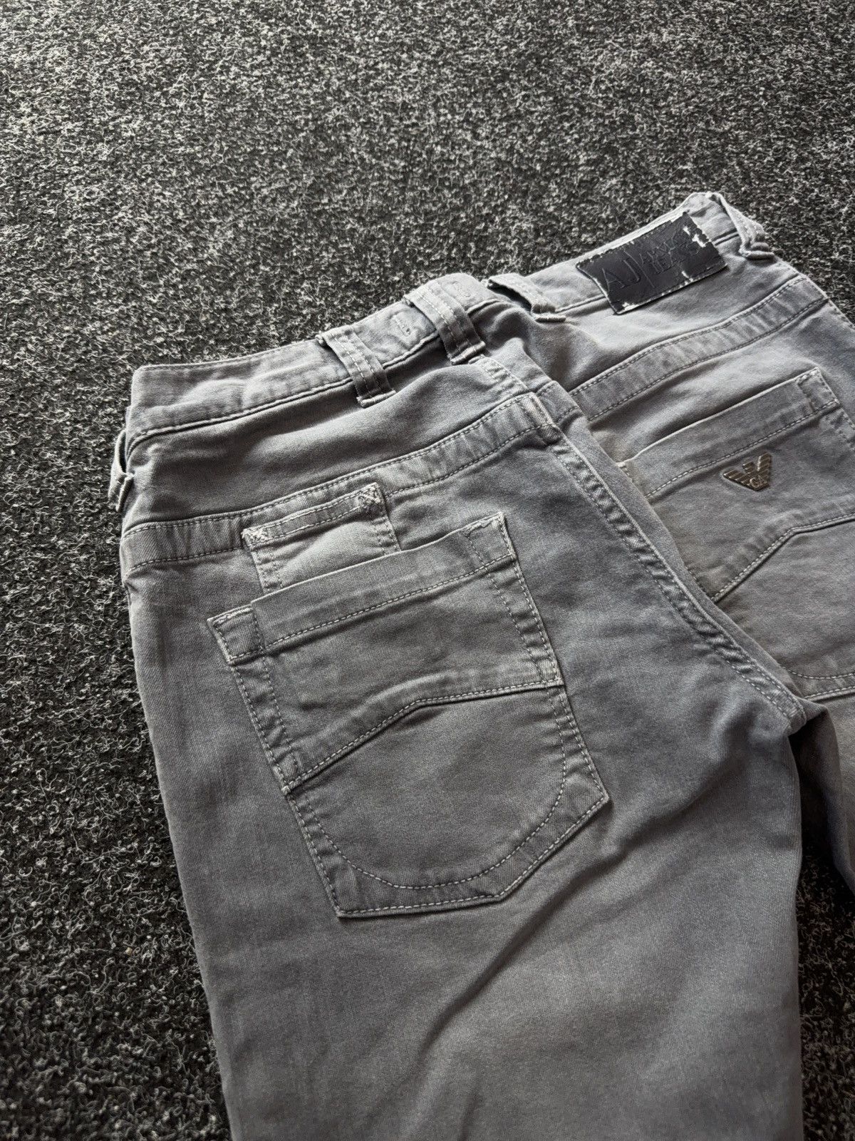 Armani 00s Armani Jeans AJ Distressed Faded Grey Slim Y2K Denim Size 28" / US 6 / IT 42 - 21 Thumbnail