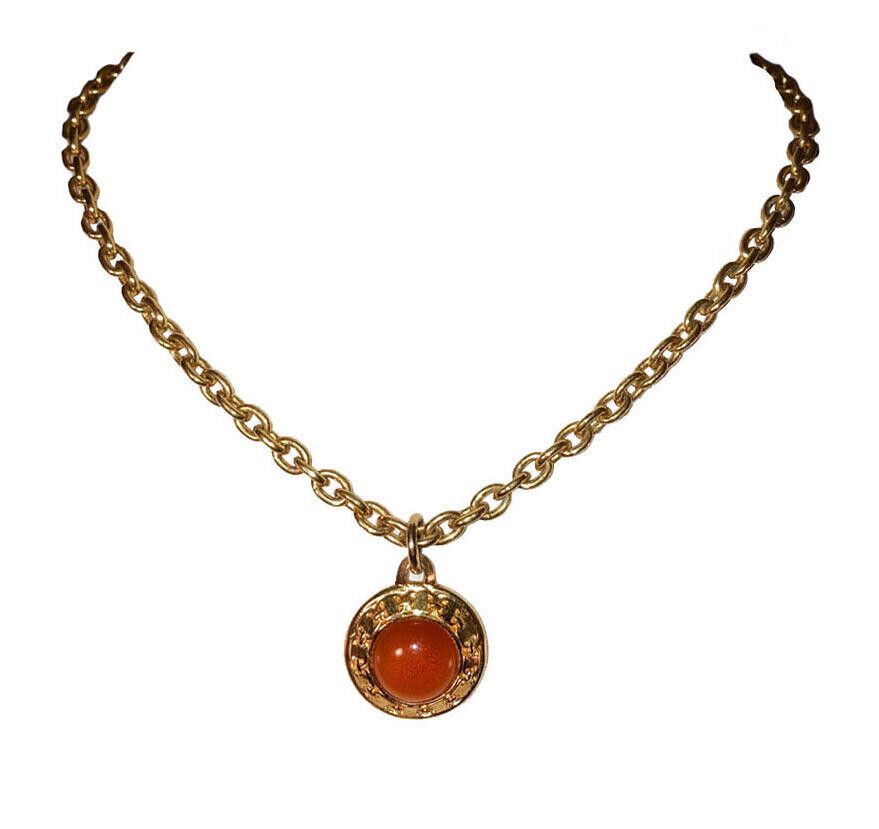 Salvatore Ferragamo Salvatore Ferragamo Orange Resin Cabochon Pendant Necklace Size ONE SIZE - 4 Thumbnail