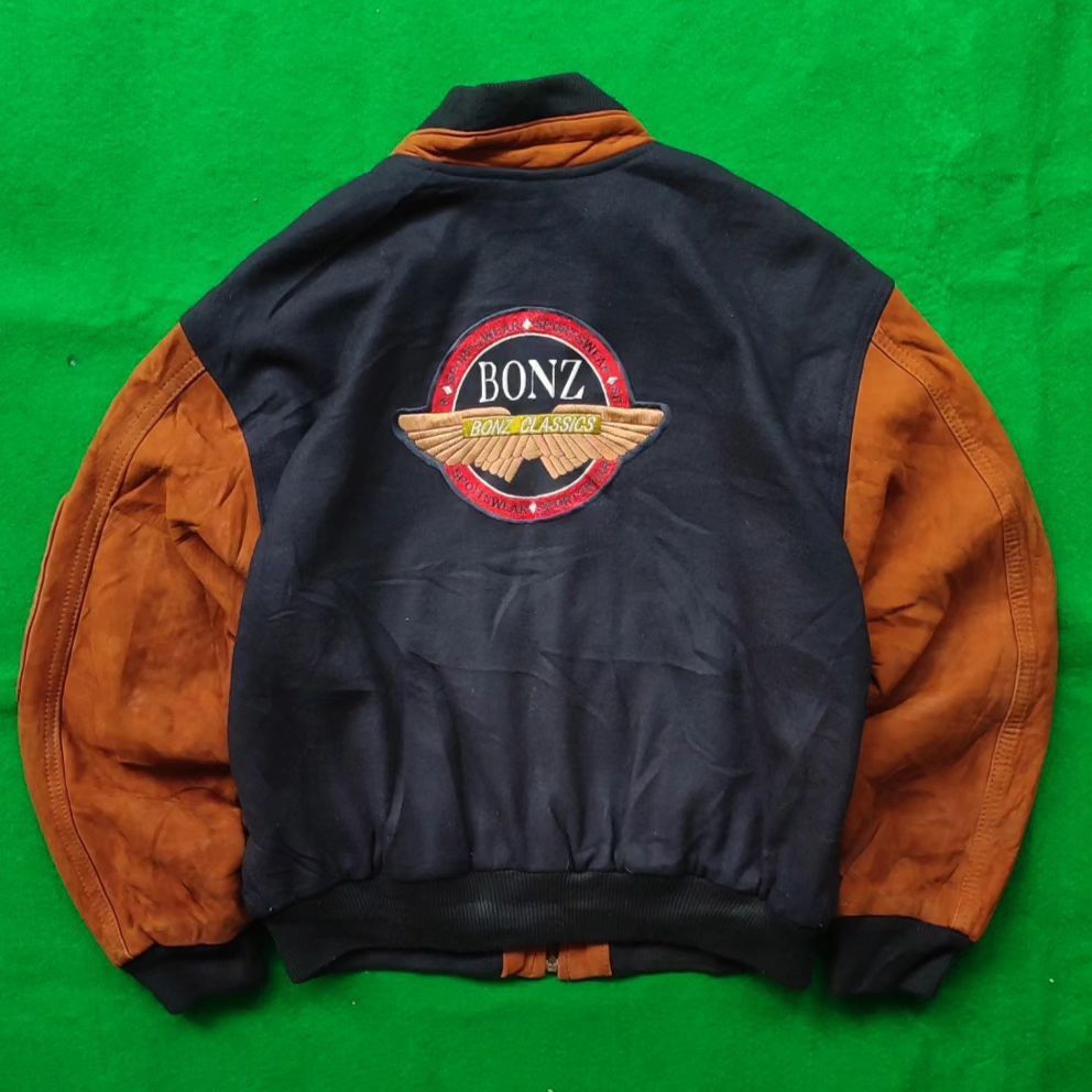 Genuine Leather × Vintage Bonzo Leather Australian made Varsity Jacket Size US XL / EU 56 / 4 - 2 Thumbnail