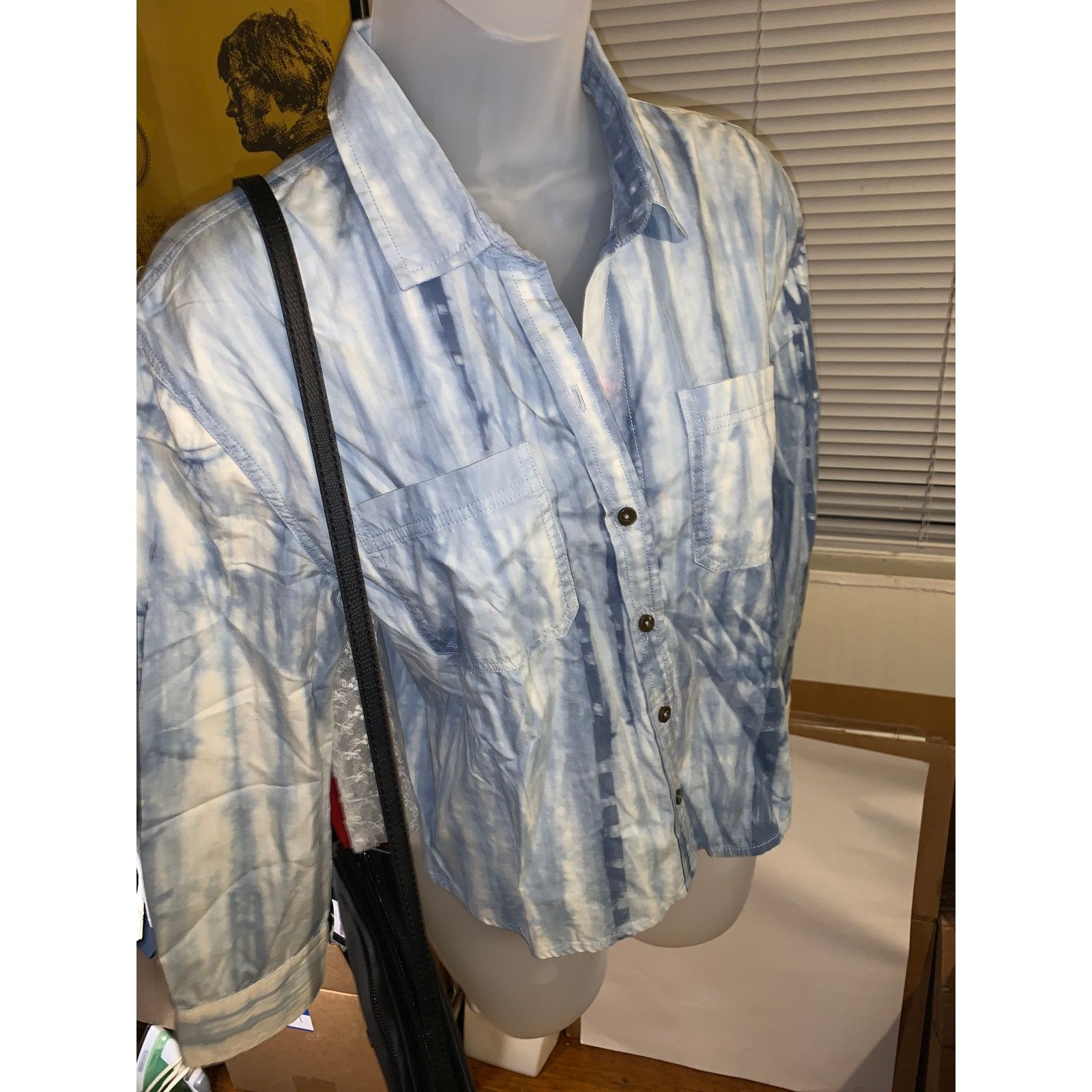 Other Y2K Just G Blue Tie Dye Lace Back Button Up Womens Size 3 Size S / US 4 / IT 40 - 6 Thumbnail