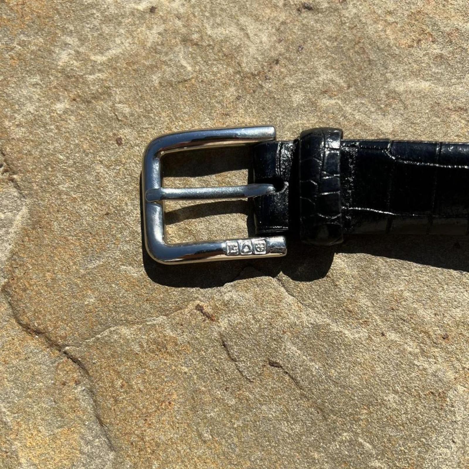 Liz Claiborne Y2K Black Leather Croc Embossed Belt Size ONE SIZE - 6 Thumbnail