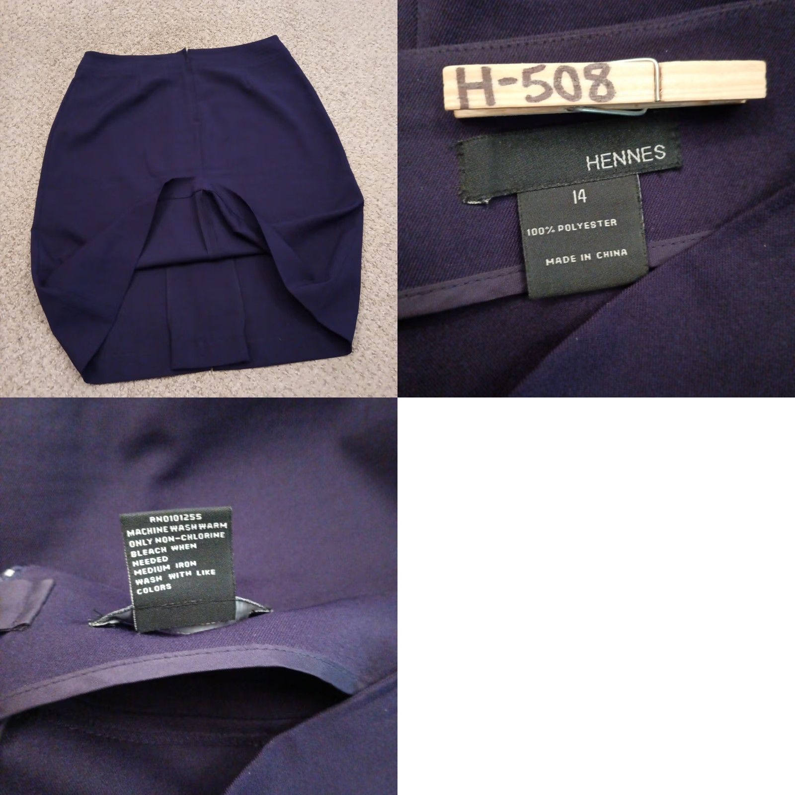 Vintage Hennes Skirt Women Knee Length Blue Polyester Pencil Pleat Zip 14 Regular Size 14 Vintage No Size 36" / US 14 / IT 50 - 8 Thumbnail