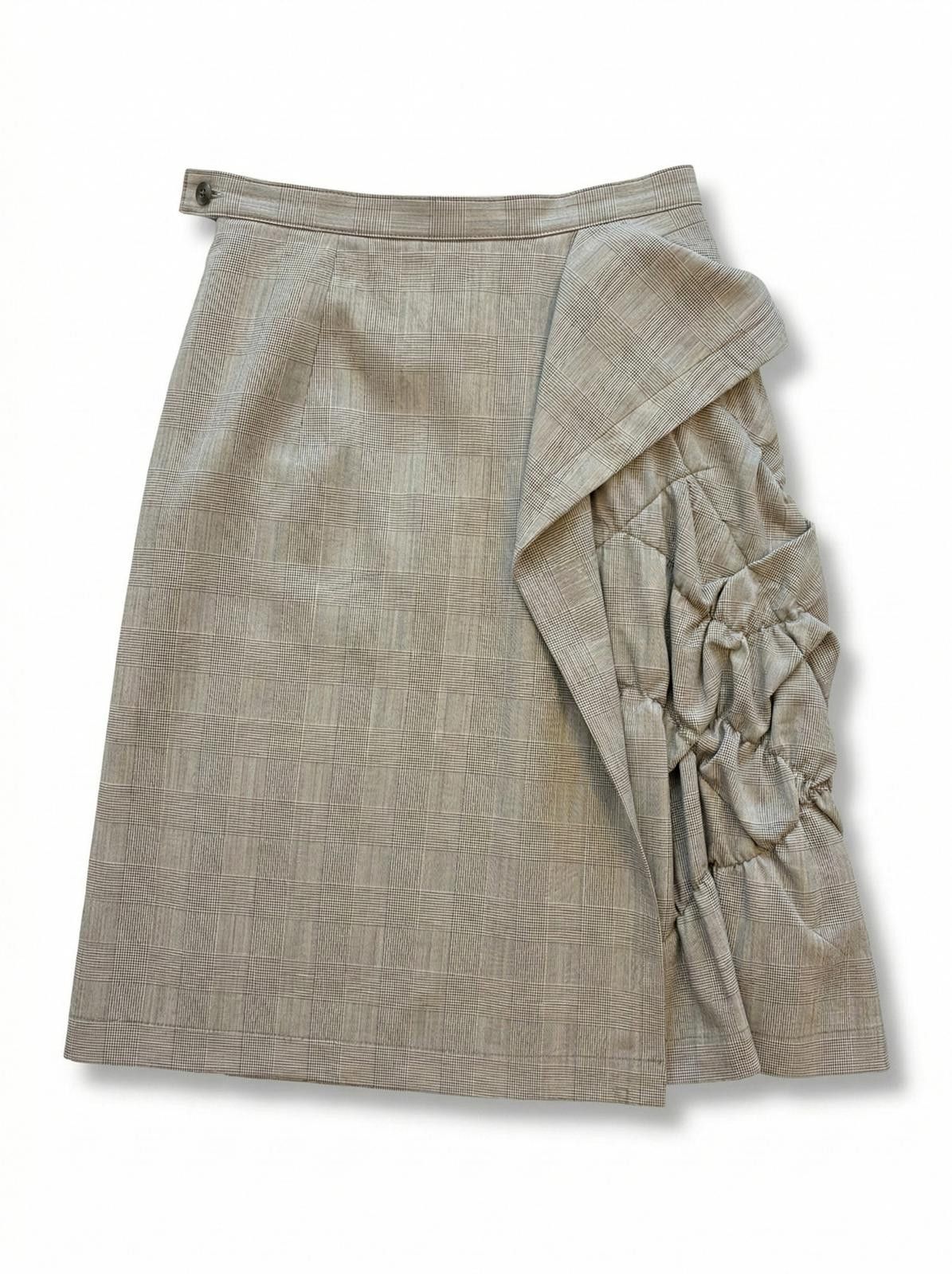 Unknown London Comme Des Garcons - Beige Plaid Wrap Skirt Size 30" / US 8 / IT 44 - 1 Thumbnail