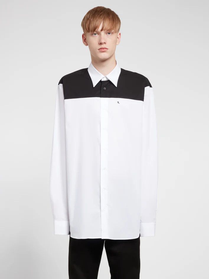 Raf Simons o1y0325 Oversize Shirt in White/Black Size US M / EU 48-50 / 2 - 2 Thumbnail