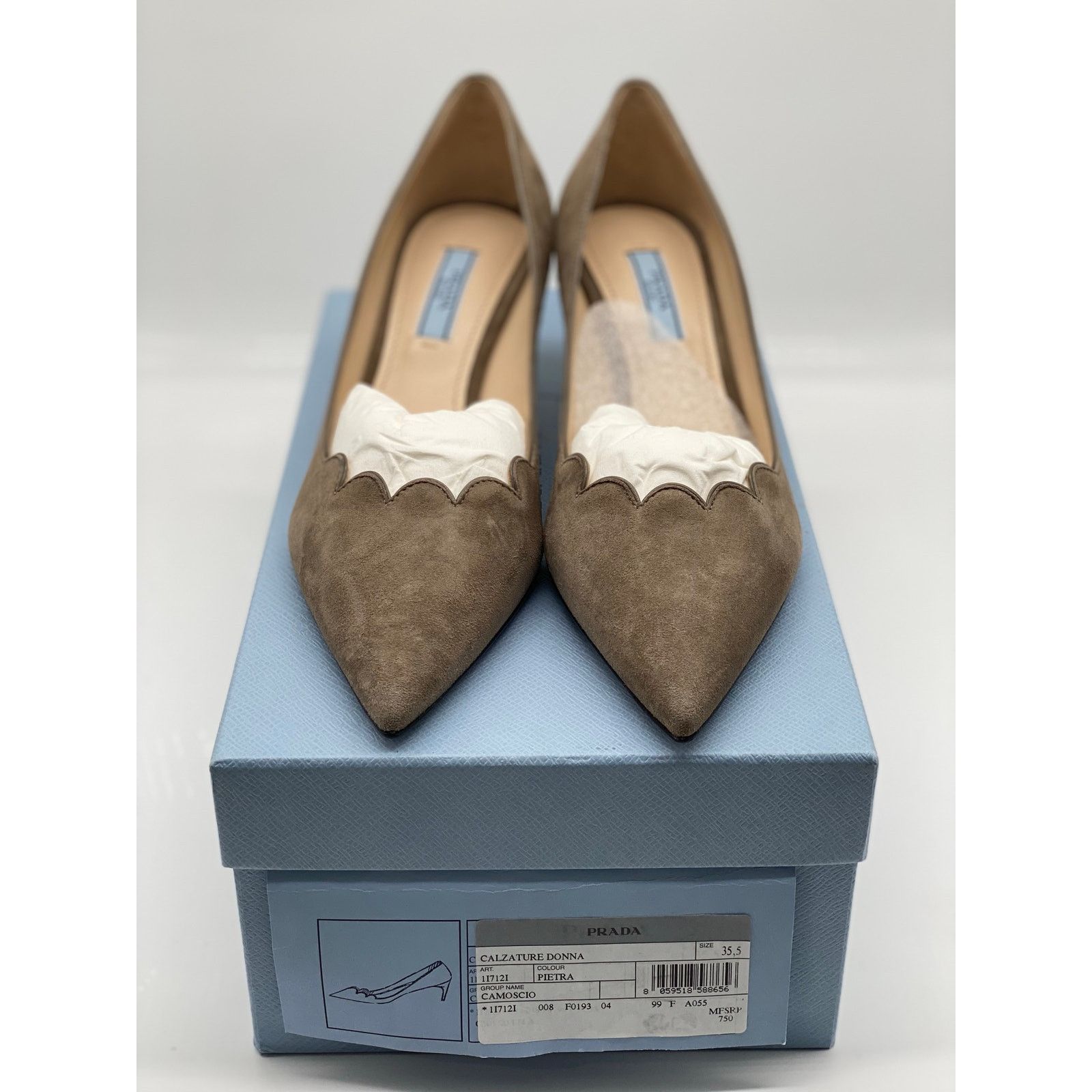 Prada Prada Pietra Suede Scallop Pointed Pumps sz. 35.5 eu Size US 5.5 / IT 35.5 - 2 Thumbnail