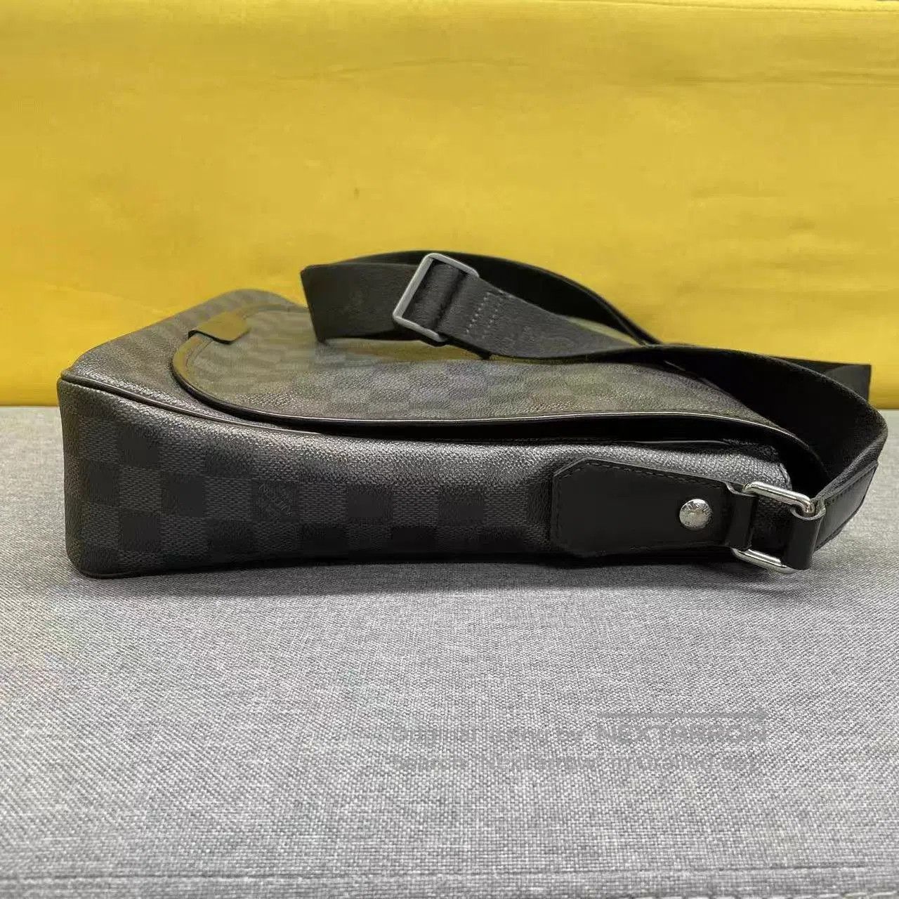 Louis Vuitton Black Checkered Crossbody Messenger Bag. Size ONE SIZE - 4 Thumbnail