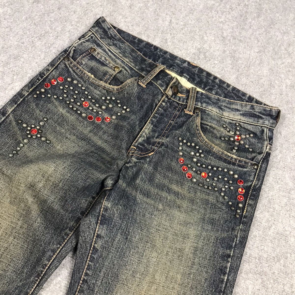 If Six Was Nine JAPAN STYLE FLARE DENIM CUSTOM CULTJPE BOOTCUT PANTS Size US 28 / EU 44 - 7 Thumbnail